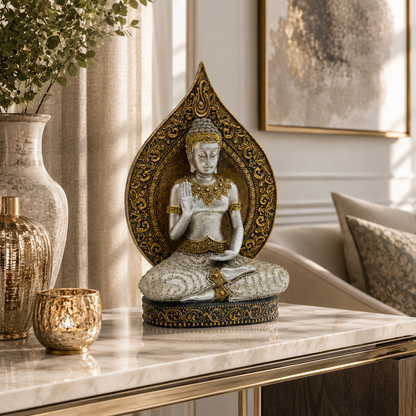 Silver & Antique Gold Buddha Statue
