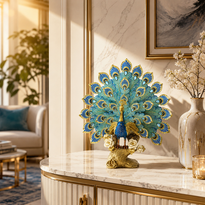 Imperial Fan Peacock Sculpture