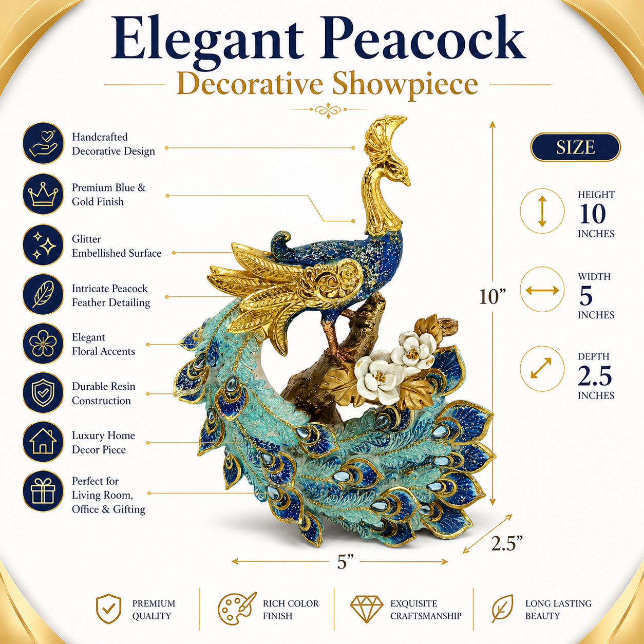 Celestial Peacock Grace Sculpture
