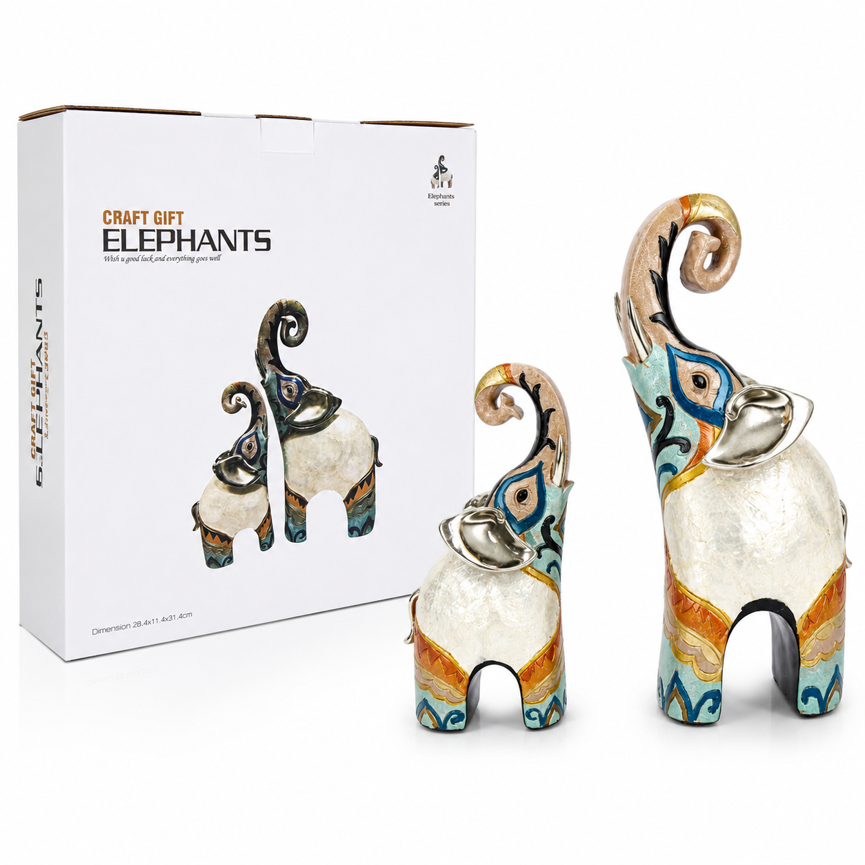 Handcrafted Decorative Elephant Figurine Set of 2