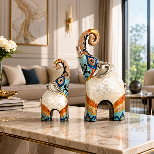 Handcrafted Decorative Elephant Figurine Set of 2