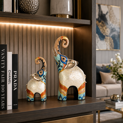 Handcrafted Decorative Elephant Figurine Set of 2