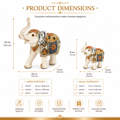 Luxury Decorative Elephant Figurine Set of 2