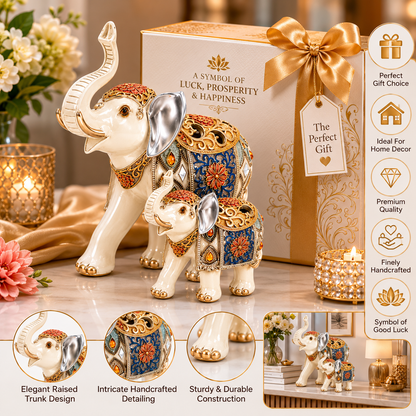 Luxury Decorative Elephant Figurine Set of 2