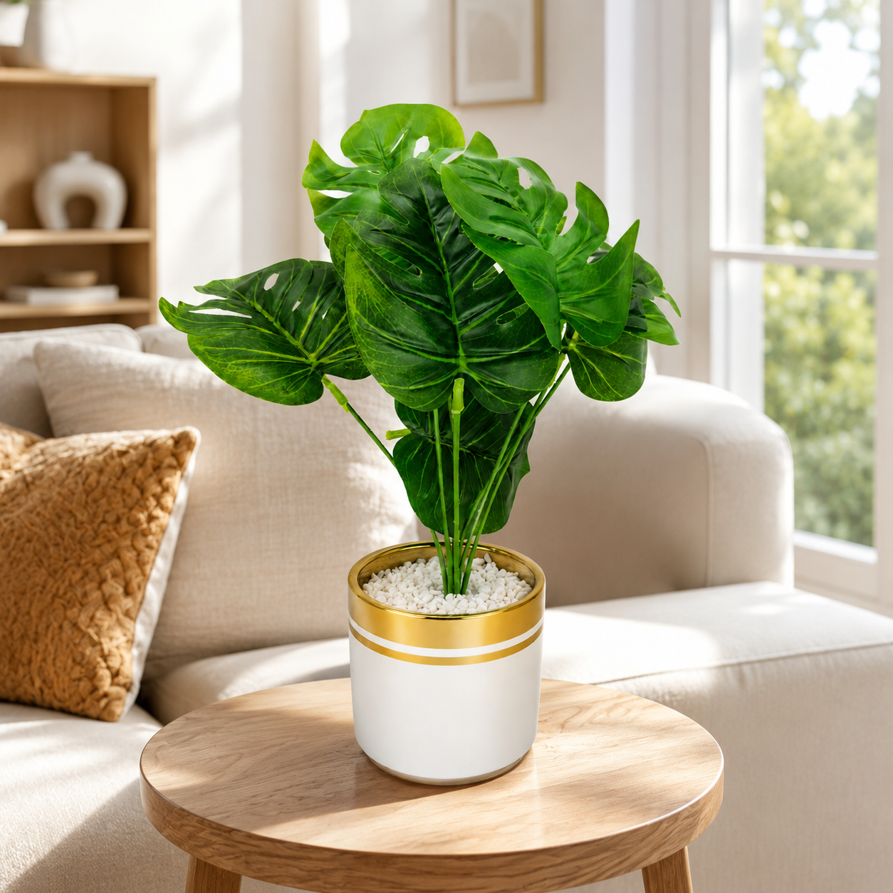 Artificial Monstera Plant in Decorative Pot | Luxury Indoor Tabletop Plant | Premium Home & Office Décor