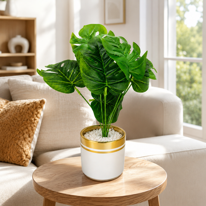 Artificial Monstera Plant in Decorative Pot | Luxury Indoor Tabletop Plant | Premium Home & Office Décor