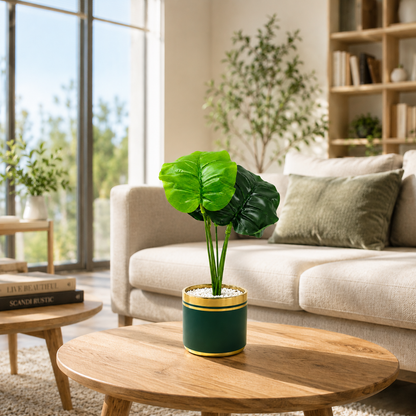 Artificial Monstera Plant in Decorative Pot | Luxury Indoor Tabletop Plant | Premium Home & Office Décor