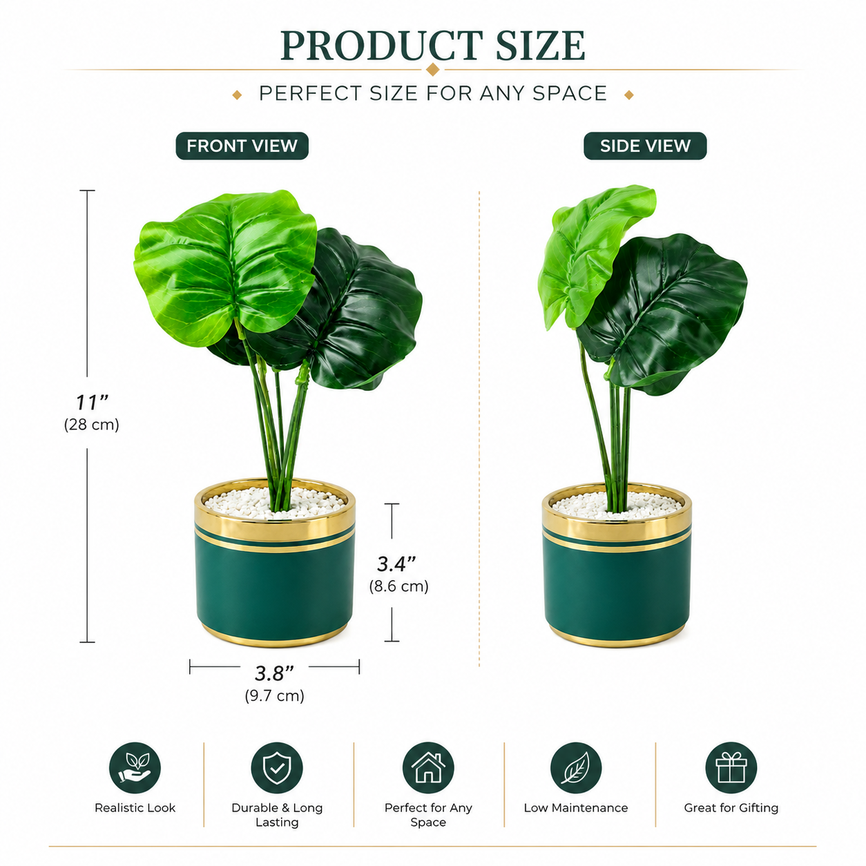 Artificial Monstera Plant in Decorative Pot | Luxury Indoor Tabletop Plant | Premium Home & Office Décor