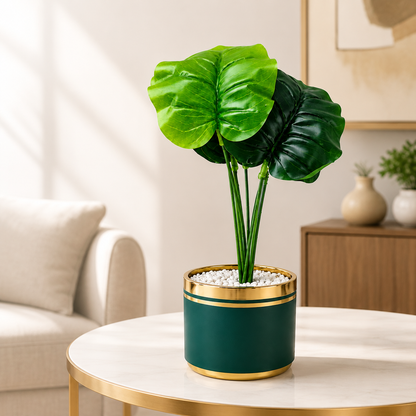 Artificial Monstera Plant in Decorative Pot | Luxury Indoor Tabletop Plant | Premium Home & Office Décor