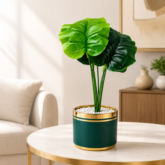 Artificial Monstera Plant in Decorative Pot | Luxury Indoor Tabletop Plant | Premium Home & Office Décor