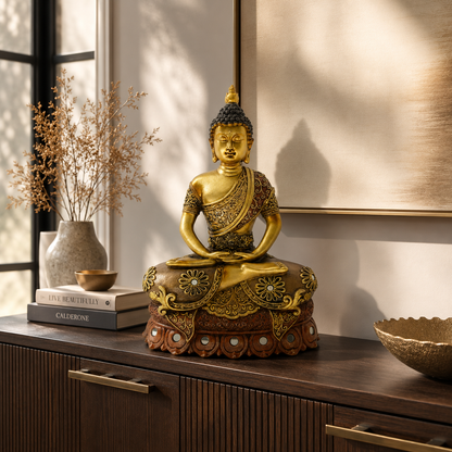 Antique Gold Buddha Meditation Statue